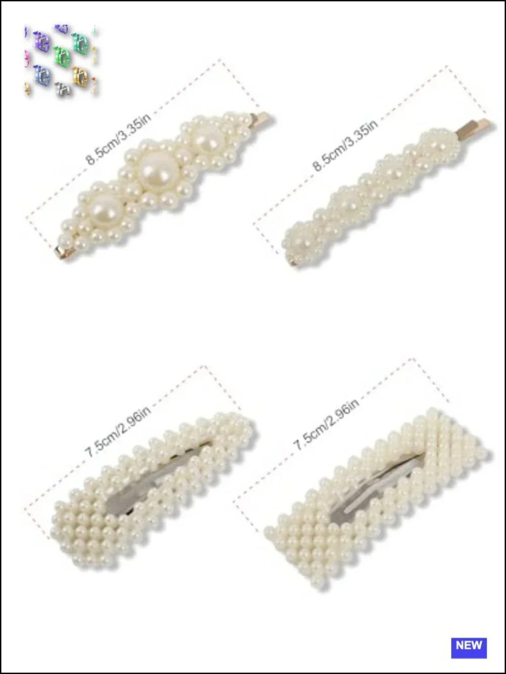 8 Pcs Pearl Hair Clips Resin Metal Alloy Barrette Set for Women